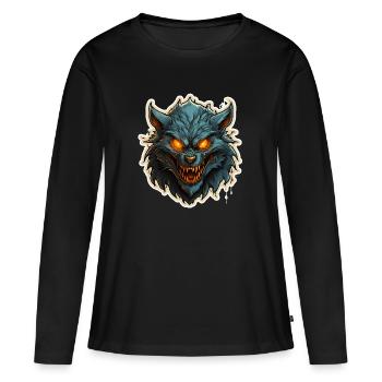 Loup-garou d’Halloween - T-shirt manches longues Premium bio Femme - noir - Devant - Julia (174cm)