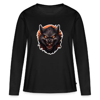 Loup-garou d’Halloween - T-shirt manches longues Premium bio Femme - noir - Devant - Julia (174cm)