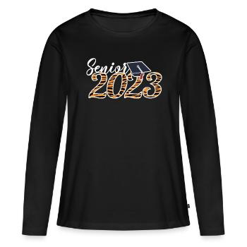 Senior 2023 Tiger Skin Cadeau de fin d’études gradué - T-shirt manches longues Premium bio Femme - noir - Devant - Julia (174cm)