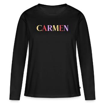 Name Spanierin Carmen - Frauen Premium Bio Langarmshirt - Schwarz - Vorne - Julia (174cm)