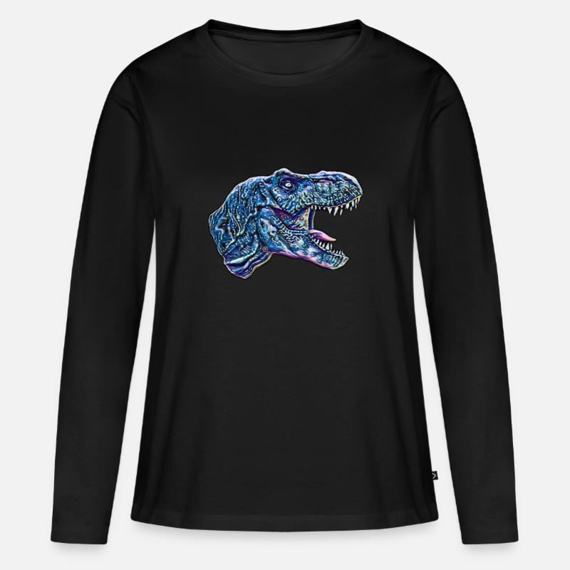 T-Rex - Frauen Premium Bio Langarmshirt - Schwarz