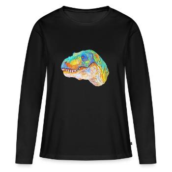 T-Rex - T-shirt manches longues Premium bio Femme - noir - Devant - Julia (174cm)