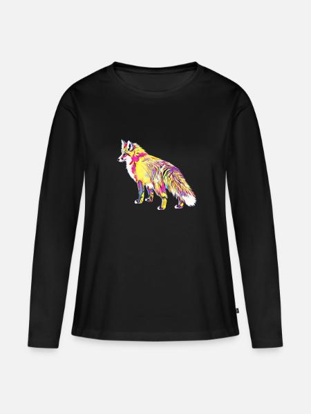 Fuchs - Frauen Premium Bio Langarmshirt - Schwarz