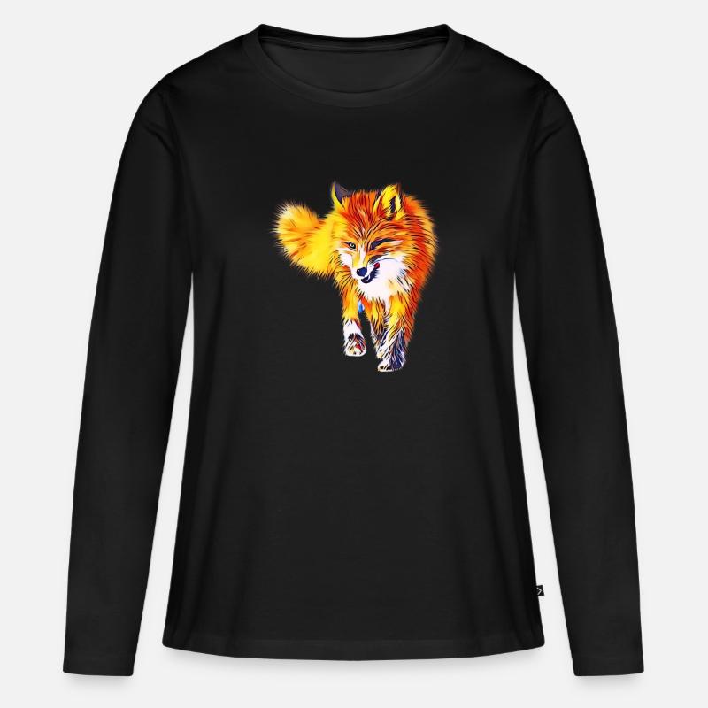 Fuchs - Frauen Premium Bio Langarmshirt - Schwarz