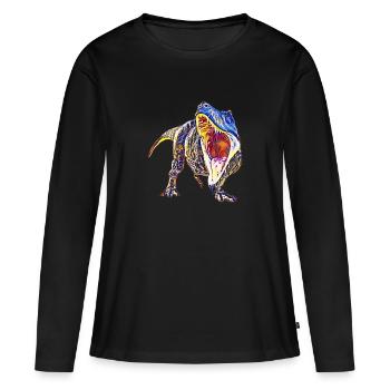 T-Rex - T-shirt manches longues Premium bio Femme - noir - Devant - Julia (174cm)