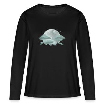 Nuit de pleine lune - T-shirt manches longues Premium bio Femme - noir - Devant - Julia (174cm)