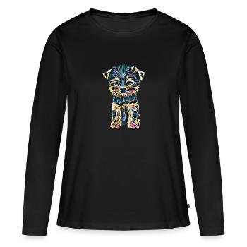 Yorkshire Terrier - T-shirt manches longues Premium bio Femme - noir - Devant - Julia (174cm)