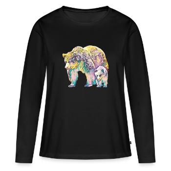 Bären - Frauen Premium Bio Langarmshirt - Schwarz - Vorne - Julia (174cm)