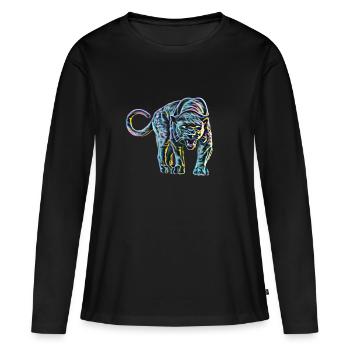 Panthère - T-shirt manches longues Premium bio Femme - noir - Devant - Julia (174cm)