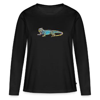 Iguane - T-shirt manches longues Premium bio Femme - noir - Devant - Julia (174cm)