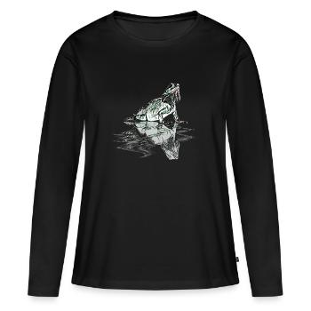 Iguane - T-shirt manches longues Premium bio Femme - noir - Devant - Julia (174cm)