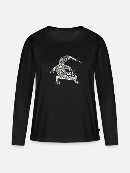 Gecko - Frauen Premium Bio Langarmshirt - Schwarz