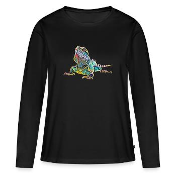 Iguane - T-shirt manches longues Premium bio Femme - noir - Devant - Julia (174cm)