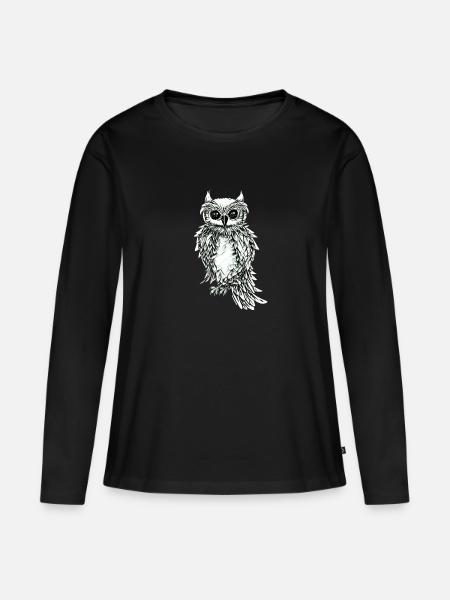 Eule - Frauen Premium Bio Langarmshirt - Schwarz