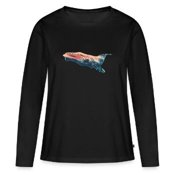 Baleine à bosse - T-shirt manches longues Premium bio Femme - noir - Devant - Julia (174cm)