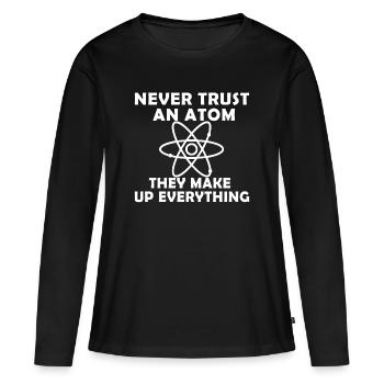 Trust Atom - T-shirt manches longues Premium bio Femme - noir - Devant - Julia (174cm)