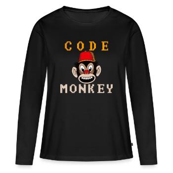 Code singe - T-shirt manches longues Premium bio Femme - noir - Devant - Julia (174cm)