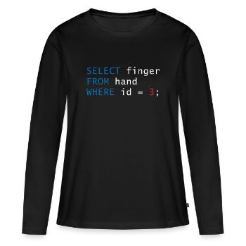 Doigt de code - T-shirt manches longues Premium bio Femme - noir - Devant - Julia (174cm)