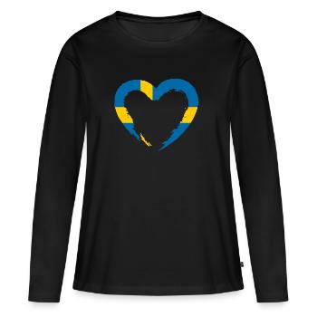 Suède - T-shirt manches longues Premium bio Femme - noir - Devant - Julia (174cm)