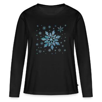 Flocons de neige et cristaux de glace - T-shirt manches longues Premium bio Femme - noir - Devant - Julia (174cm)