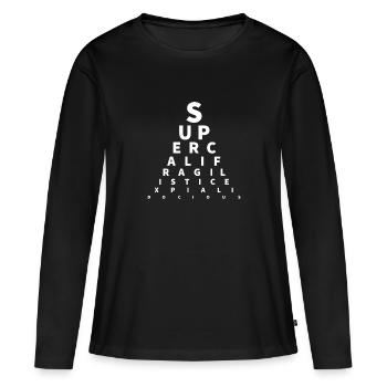 Opticiens - T-shirt manches longues Premium bio Femme - noir - Devant - Julia (174cm)