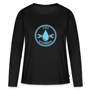 Klempner - Frauen Premium Bio Langarmshirt - Schwarz - Vorne - Julia (174cm)