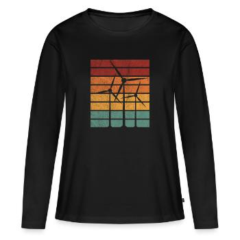 Énergie éolienne énergie éolienne éolienne - T-shirt manches longues Premium bio Femme - noir - Devant - Julia (174cm)