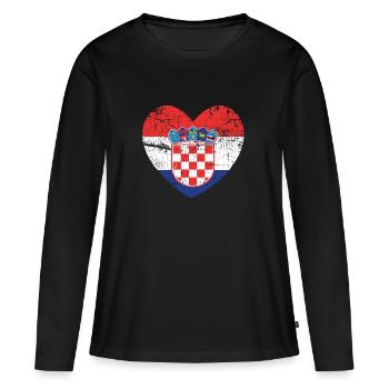 Croatie Hrvatska Croate Croate Croate - T-shirt manches longues Premium bio Femme - noir - Devant - Julia (174cm)