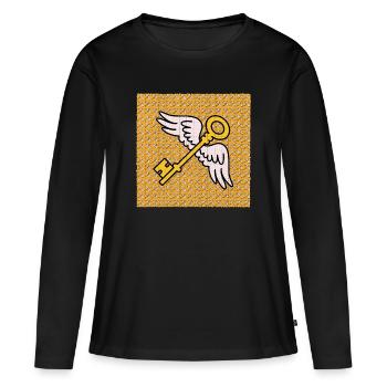 Feuille de Buvard de LSD Flying Keys - T-shirt manches longues Premium bio Femme - noir - Devant - Julia (174cm)