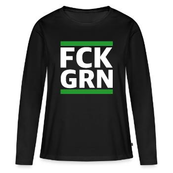 Fuck le vert | Dictons amusants, Changement climatique - T-shirt manches longues Premium bio Femme - noir - Devant - Julia (174cm)