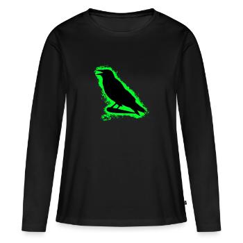 Corbeau Corbeau Vert et Noir Contour - T-shirt manches longues Premium bio Femme - noir - Devant - Julia (174cm)