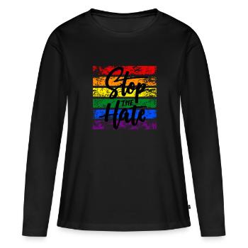 LGBTQ Stop the Hate - Frauen Premium Bio Langarmshirt - Schwarz - Vorne - Julia (174cm)