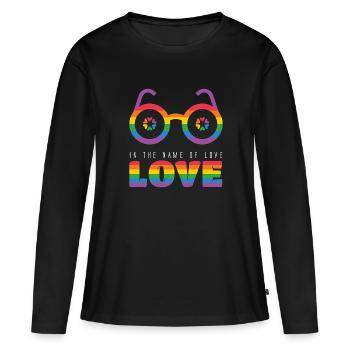 LGBT Brille In the Name of Love Spruch Sprüche - Frauen Premium Bio Langarmshirt - Schwarz - Vorne - Julia (174cm)