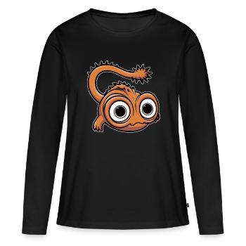 Drôle de petit monstre avec de grands yeux - T-shirt manches longues Premium bio Femme - noir - Devant - Julia (174cm)
