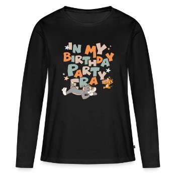Tom Et Jerry Design D'Anniversaire - T-shirt manches longues Premium bio Femme - noir - Devant - Julia (174cm)