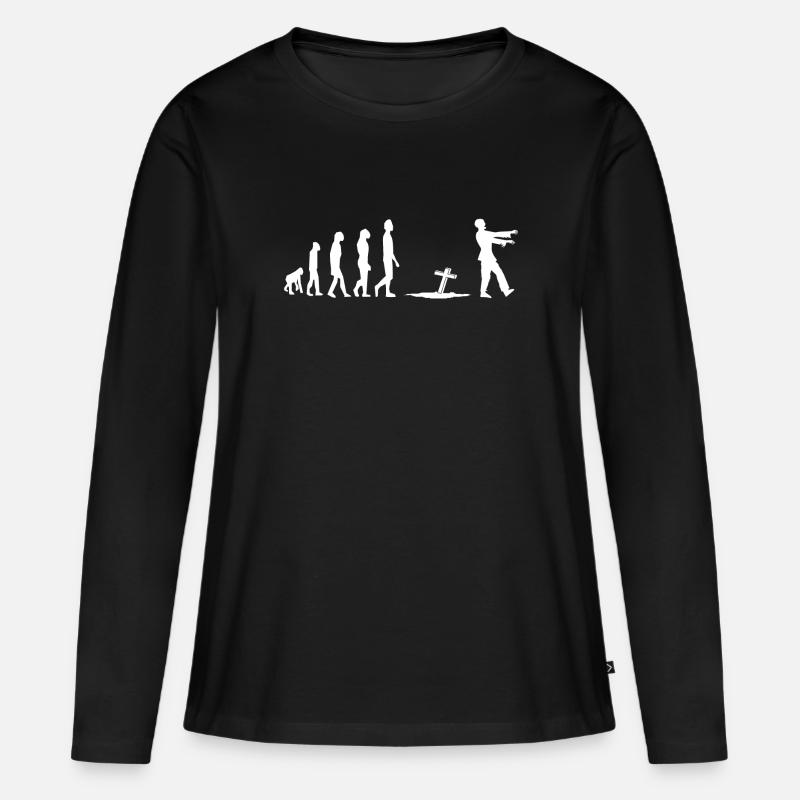 Zombie Evolution Humor Fun - Frauen Premium Bio Langarmshirt - Schwarz