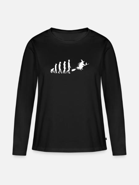 Hexe Evolution - Frauen Premium Bio Langarmshirt - Schwarz