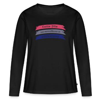 This girl is wonderful and single - Women's Premium Organic Long Sleeve Shirt - black - Front - Julia (174cm)