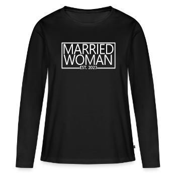 2023 Brautdusche Hochzeitsgeschenk - Frauen Premium Bio Langarmshirt - Schwarz - Vorne - Julia (174cm)