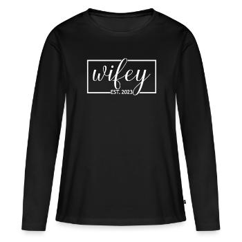 2023 Verlobung Brautdusche Hochzeit - Frauen Premium Bio Langarmshirt - Schwarz - Vorne - Julia (174cm)