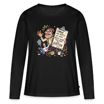 Einmal mit Profis was früher.. Büro Arbeit Idioten - Frauen Premium Bio Langarmshirt - Schwarz - Vorne - Julia (174cm)