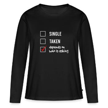 Célibataire ou pardonné? - T-shirt manches longues Premium bio Femme - noir - Devant - Julia (174cm)