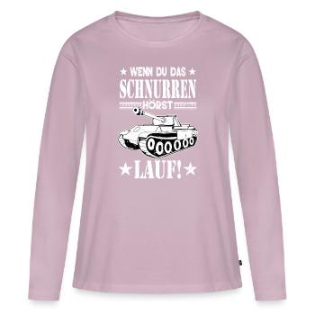 WENN DU DAS SCHNURREN HÖRST | PANZER | Armee - Frauen Premium Bio Langarmshirt - Altrosa - Vorne - Julia (174cm)