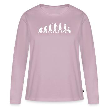 Gärtnerin Evolution | Garten Freundin Pflanzen - Frauen Premium Bio Langarmshirt - Altrosa - Vorne - Julia (174cm)