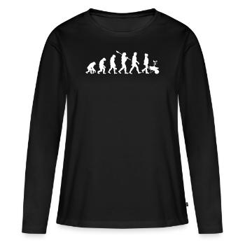 Gärtnerin Evolution | Garten Freundin Pflanzen - Frauen Premium Bio Langarmshirt - Schwarz - Vorne - Julia (174cm)