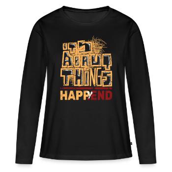 Stilvolles Graffiti und Happy - Frauen Premium Bio Langarmshirt - Schwarz - Vorne - Julia (174cm)