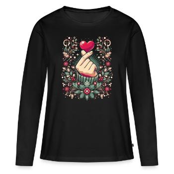 K Pop Christmas - Women's Premium Organic Long Sleeve Shirt - black - Front - Julia (174cm)