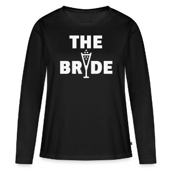 The Bride Bubbly (Hen Night Party / White) - Women's Premium Organic Long Sleeve Shirt - black - Front - Julia (174cm)