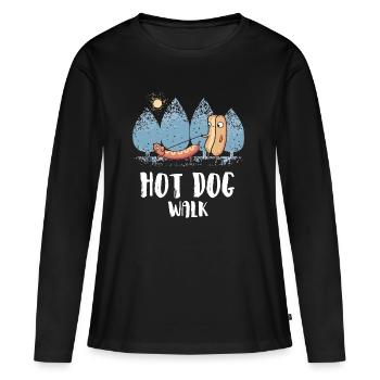Hot dog funny funny Funny shirt gift birth - Women's Premium Organic Long Sleeve Shirt - black - Front - Julia (174cm)