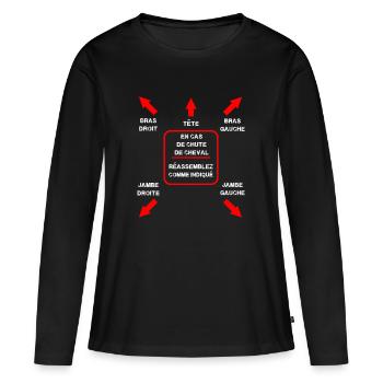 En cas de chute réassemblez comme indiqué - T-shirt manches longues Premium bio Femme - noir - Devant - Julia (174cm)